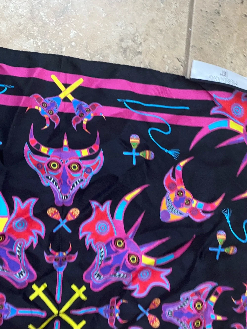 Meridiano 67º Diabladas 100% Real Silk Luxury Foulard Mythical 19” Square Scarf